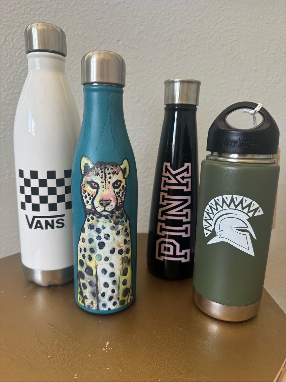 PINK Victoria's Secret Black Bottle with Pink Logo and Silver Cap